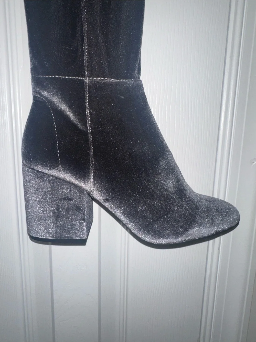 Aldo Charcoal Velvet Over-the-Knee Block Heel Boots